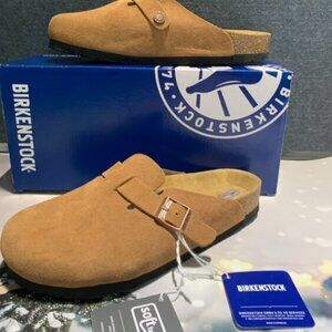 Birkenstock Boston Suede Soft Footbed Slip-Ons brown
